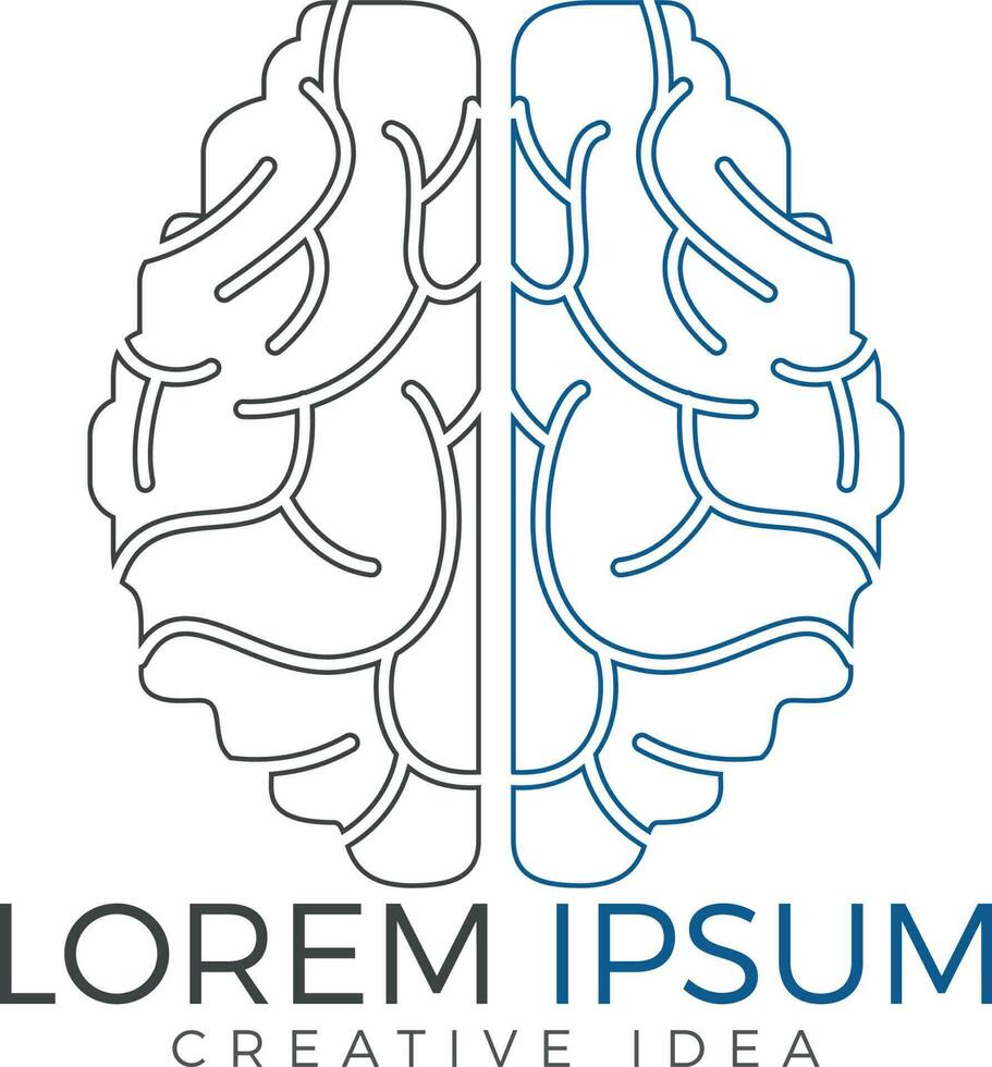 Creative brain logo design. Think idea concept.Brainstorm power thinking brain Logotype icon. vector