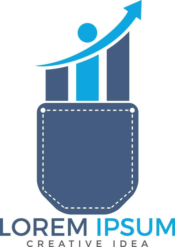 Pocket Trader Logo Design. Pocket and business graph icon design. vector