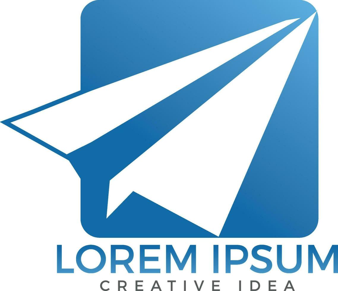 Paper plane logo design. Concept of tour, delivery, delivering messages, homemade toy, airship, airliner. vector