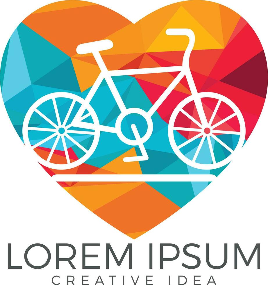 Bicycle and heart logo design. Love my bike label template design. vector