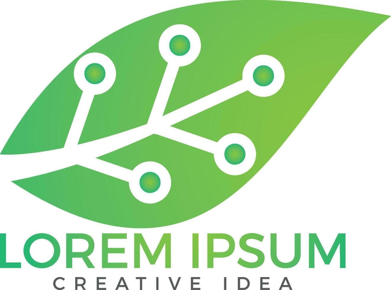 Green leaf technology logo design. Circuit Leaf vector design.