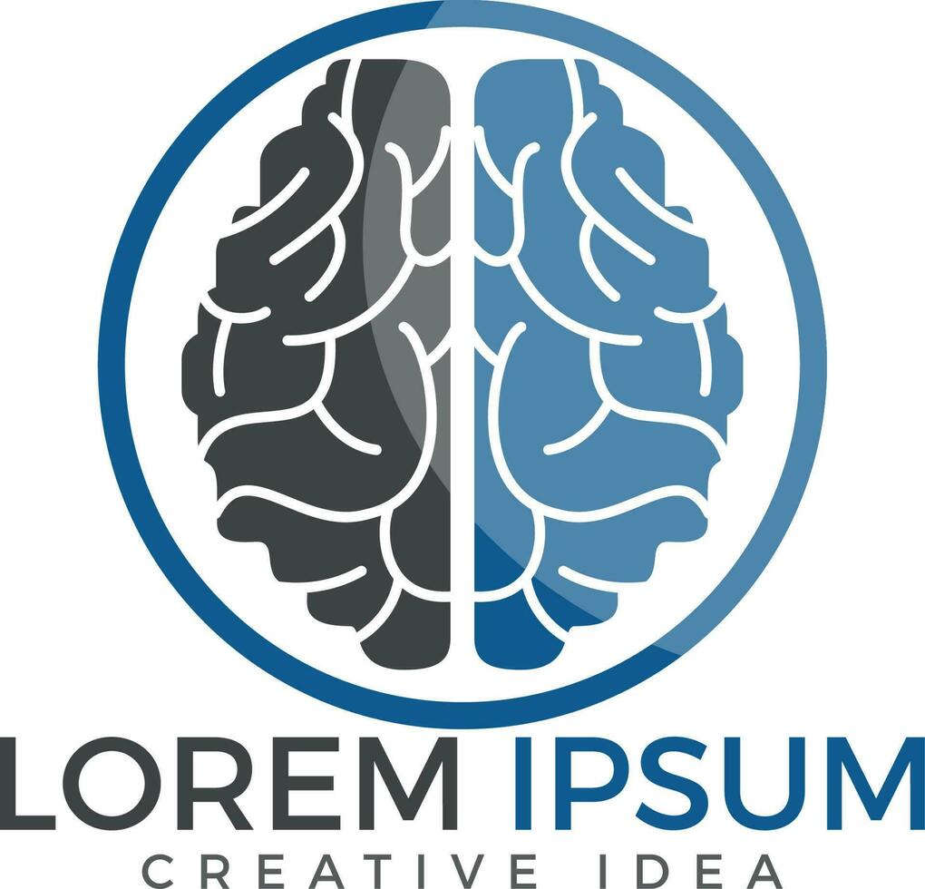 Creative brain logo design. Think idea concept.Brainstorm power thinking brain Logotype icon. vector