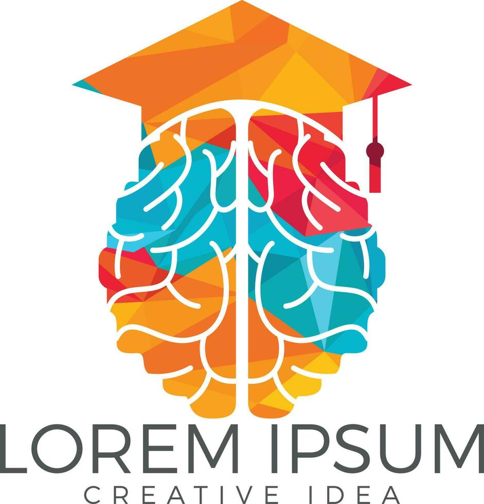 Brain and graduation cap icon design. Educational and institutional logo design. vector