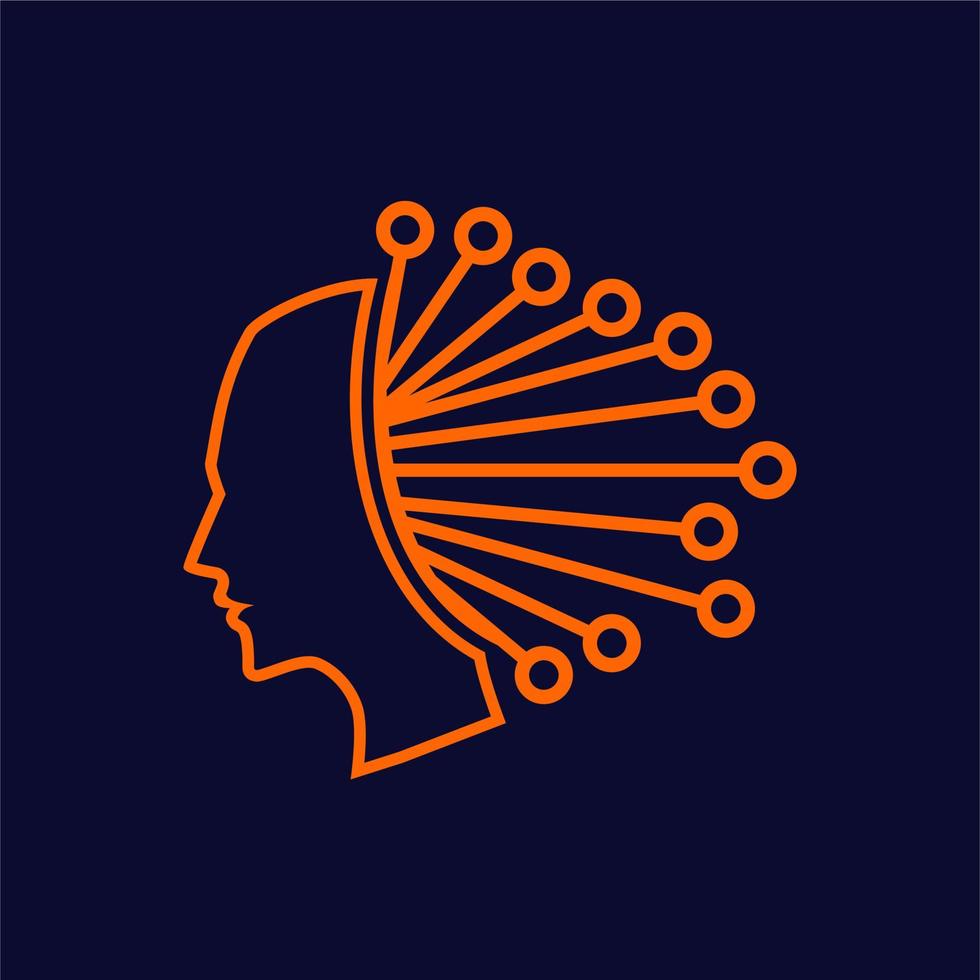 Artificial intelligence logo vector design circuits electronics and human head