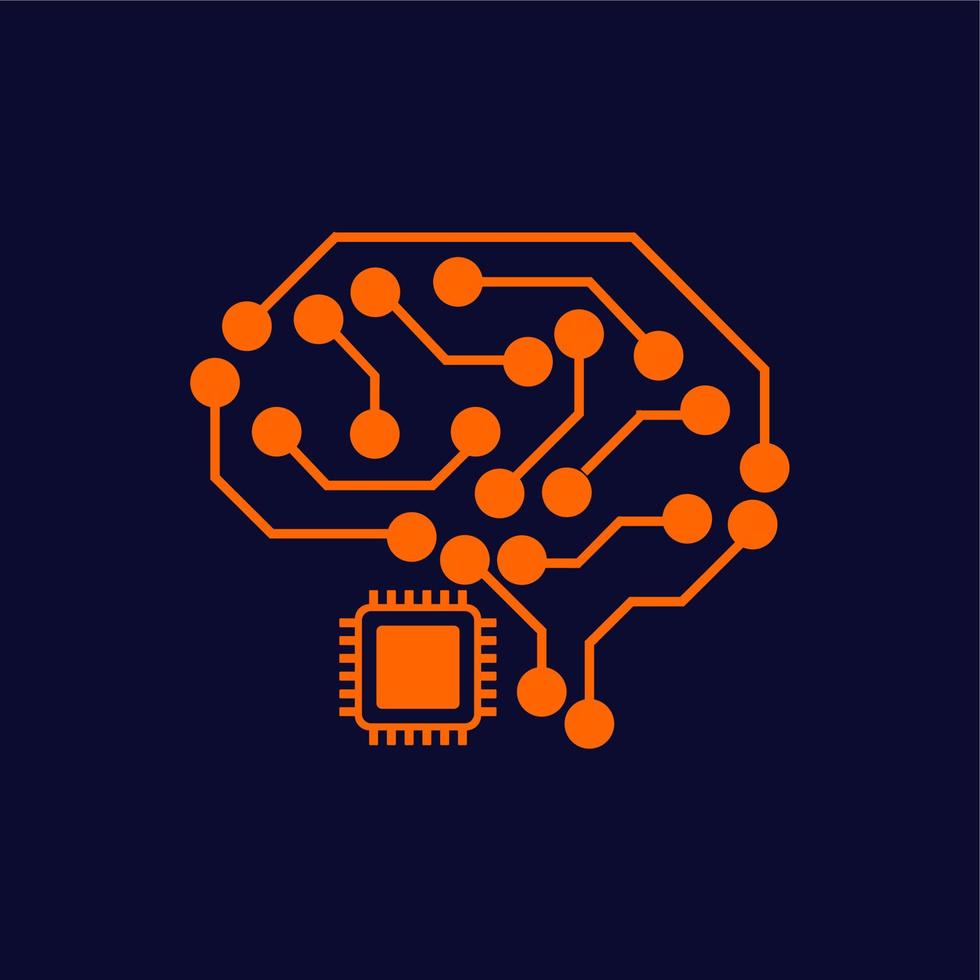 Brain Processor Logo Artificial Intelligence vector