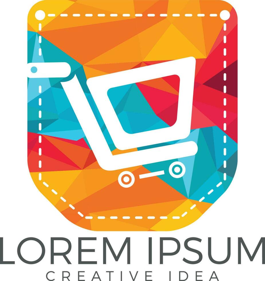 Pocket and shopping cart logo design. Online shopping app icon template. vector