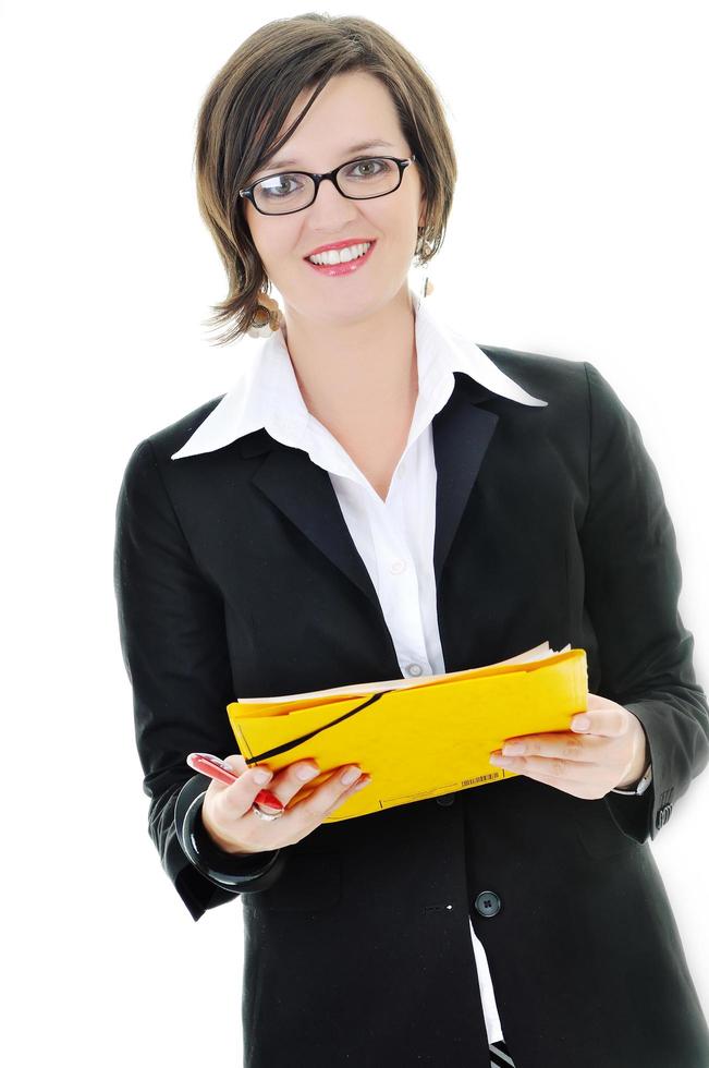 business woman hold papers and folder photo