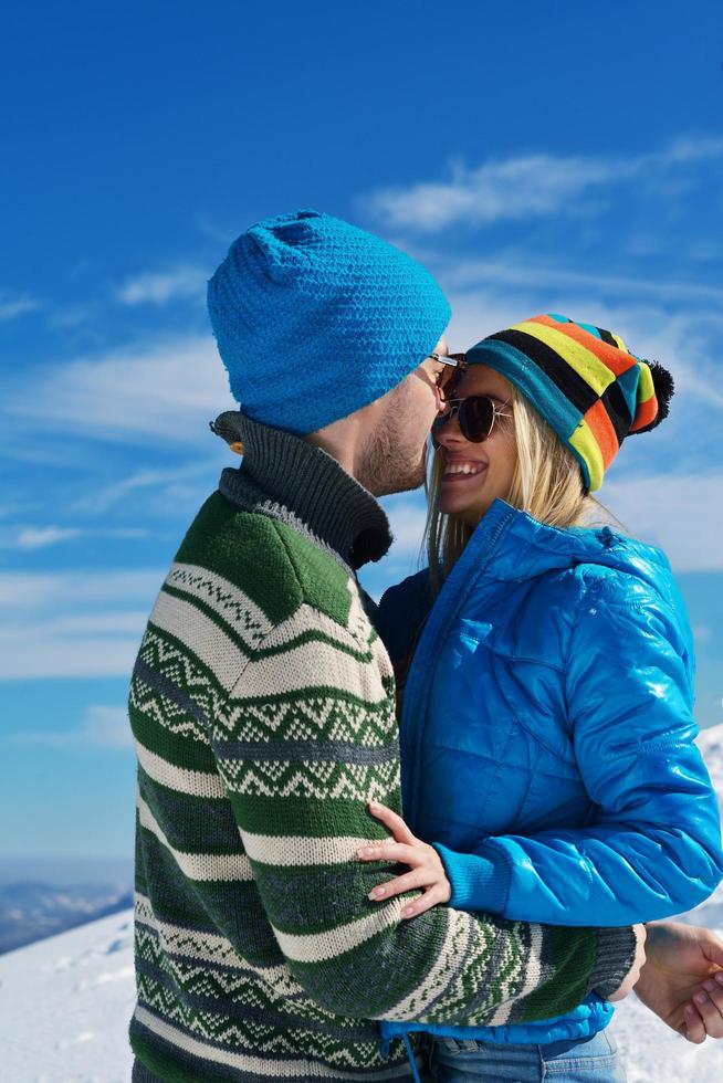 Young Couple In Winter  Snow Scene photo