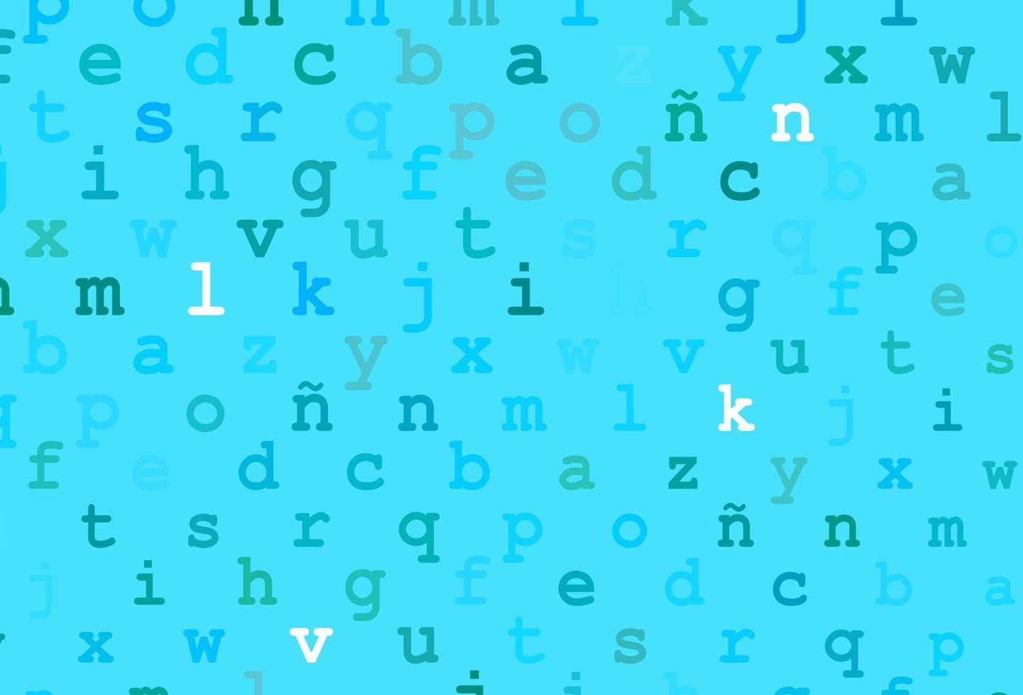 Light blue, green vector background with signs of alphabet.