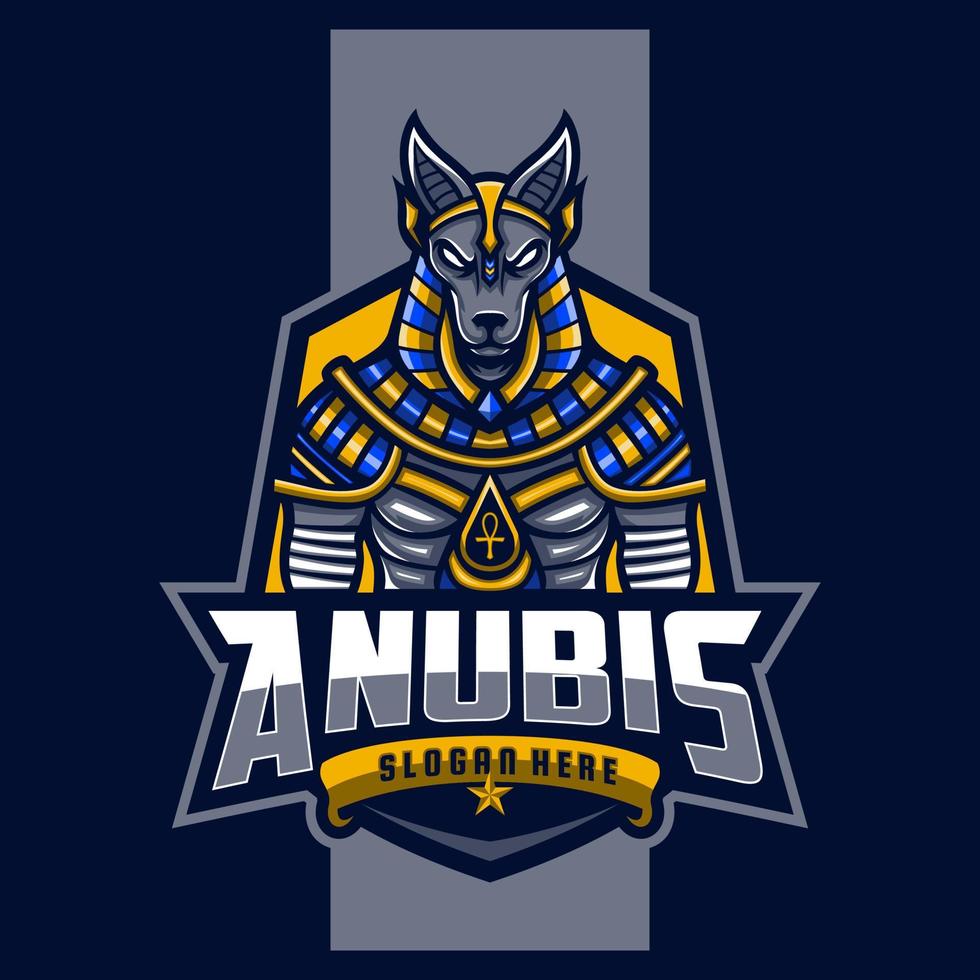 logotipo de la mascota anubis. diseño de logotipo deportivo vector