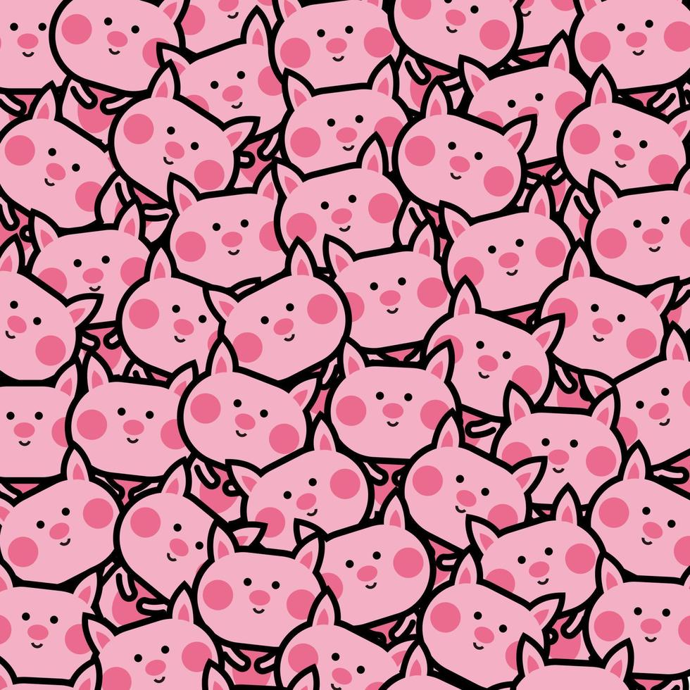 Pattern with cartoon piglet for kids. Abstract art print. Hand drawn background with cute animals. Vector illustration