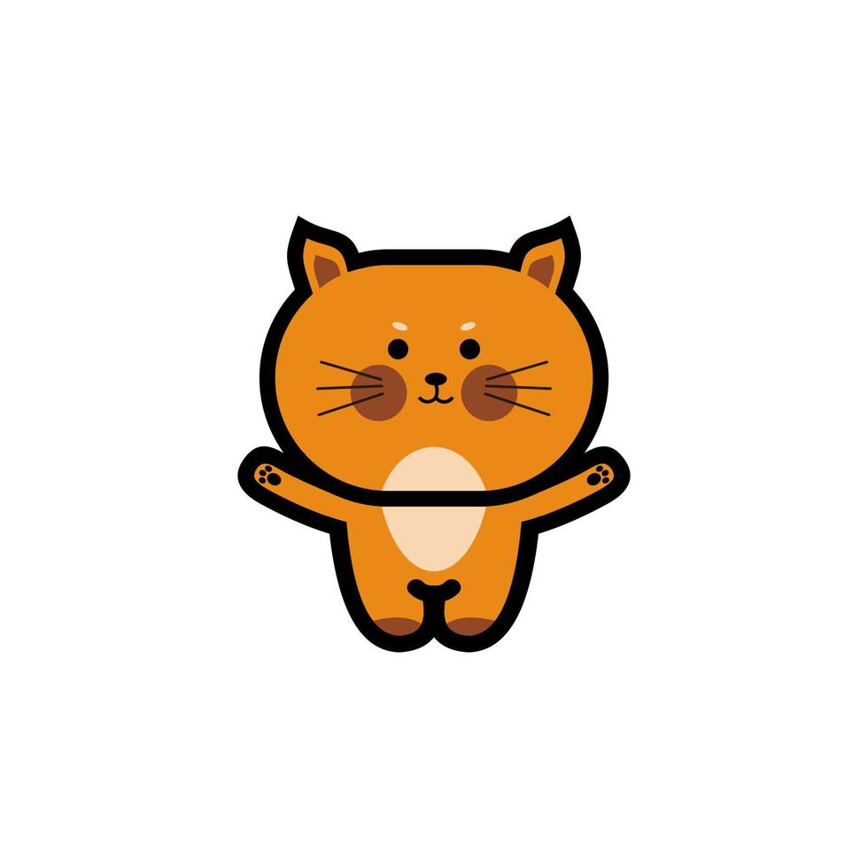 Cute orange kitten cartoon vector