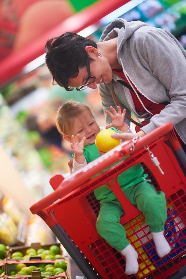 mother with baby in shopping photo