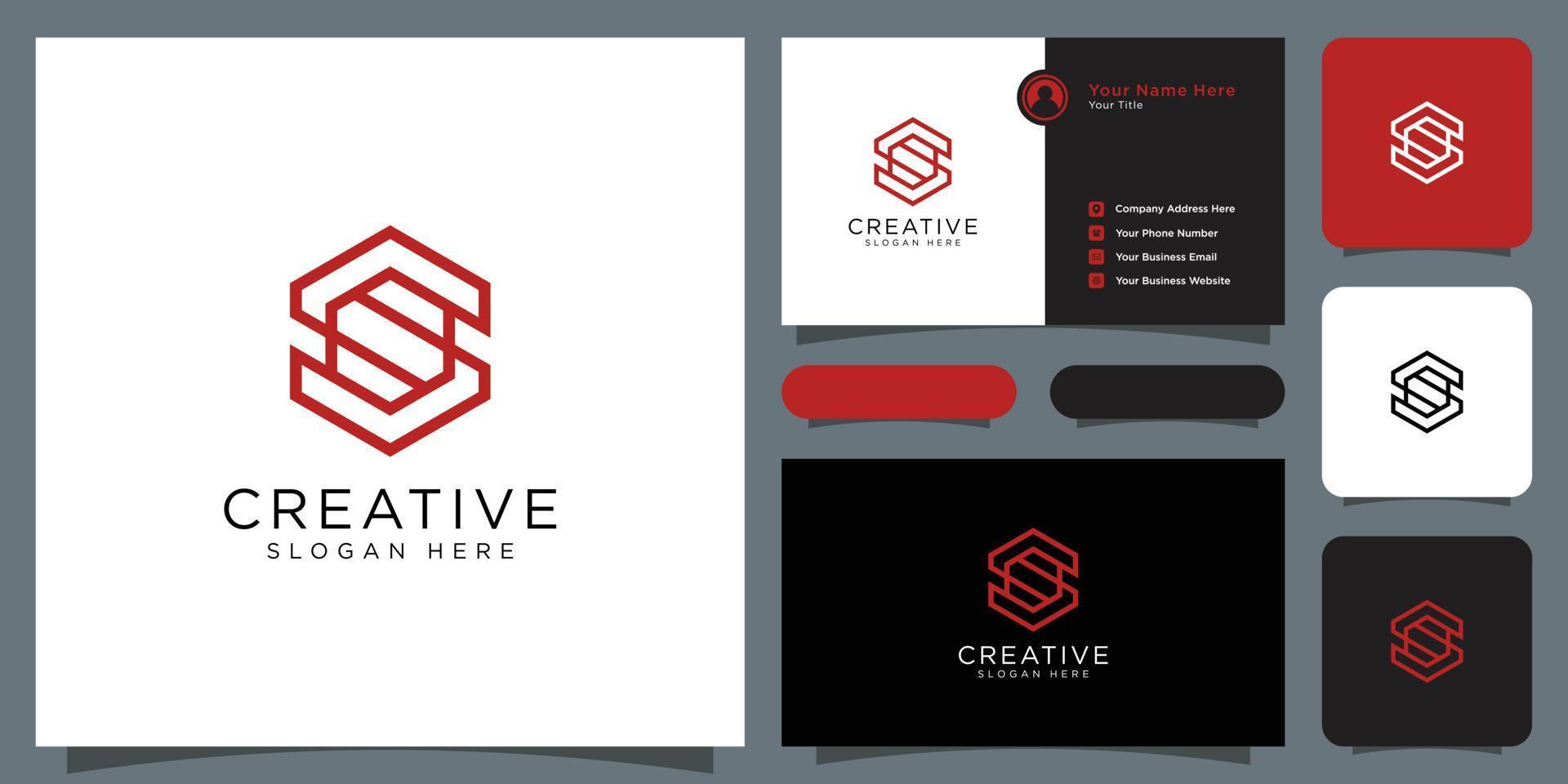 initial letter s logo vector design line style