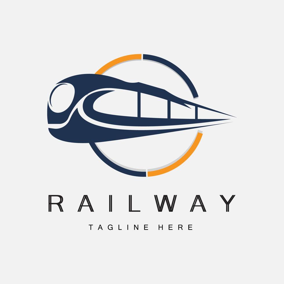 diseño del logo del tren. vector de vía de tren rápido, ilustración de vehículo de transporte rápido