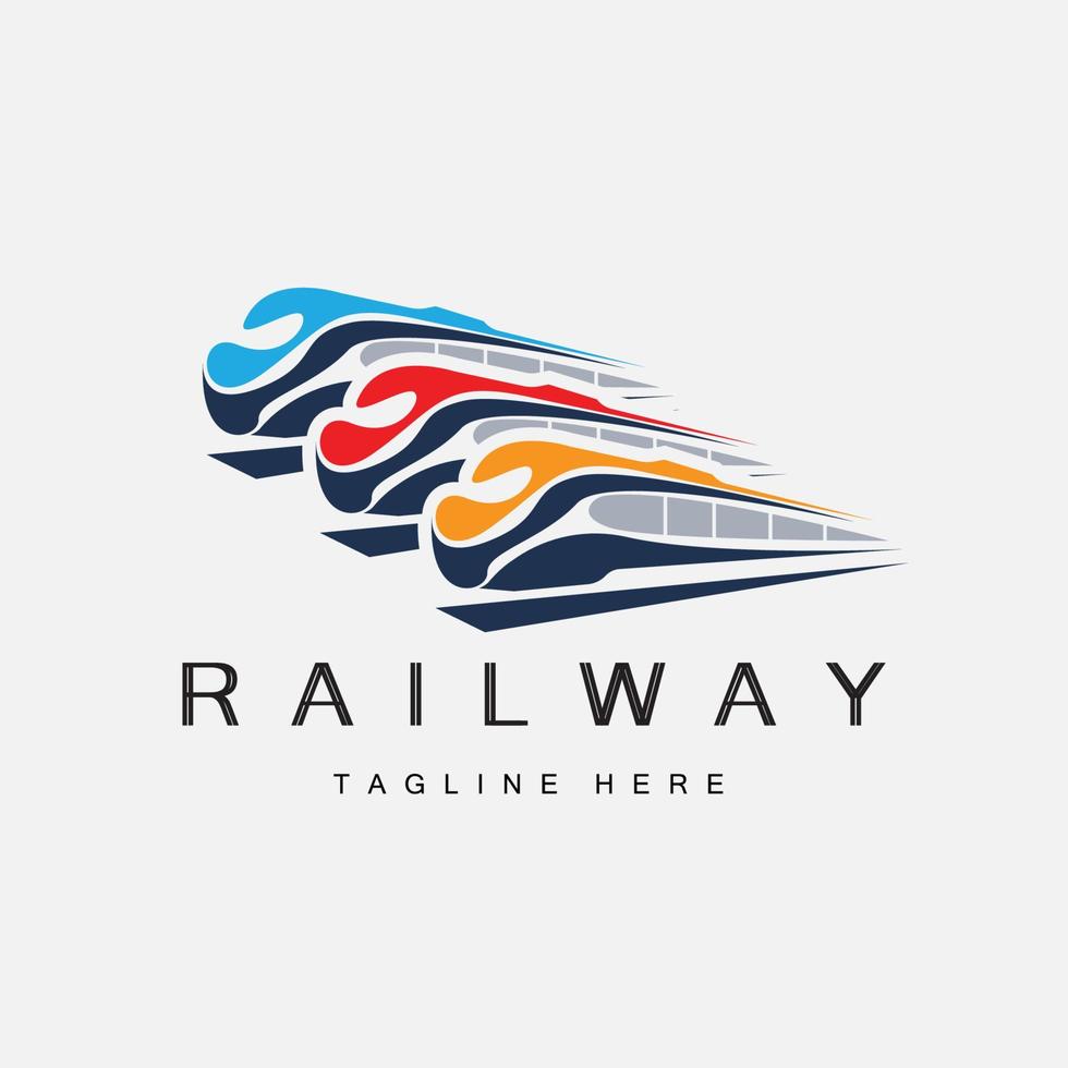 diseño del logo del tren. vector de vía de tren rápido, ilustración de vehículo de transporte rápido