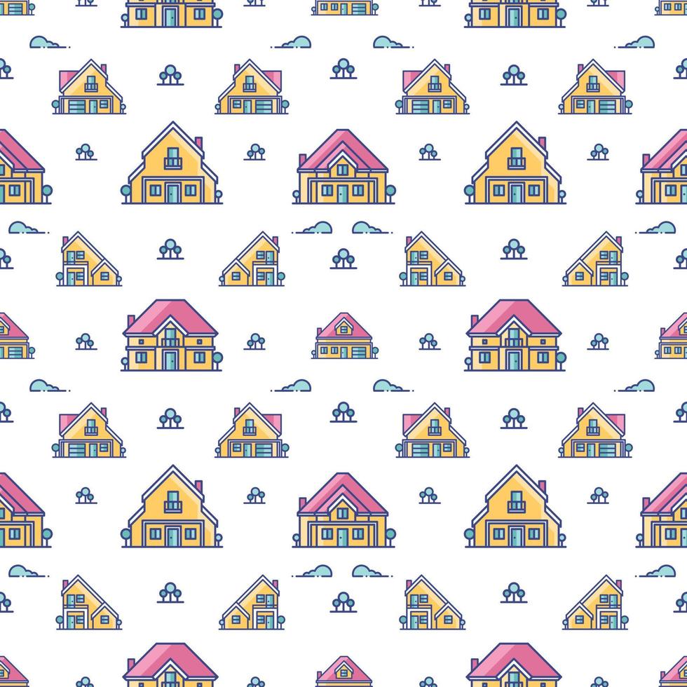 Abstract seanless houses pattern vector