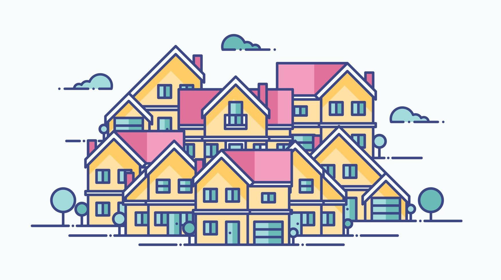 Abstract flat houses background vector