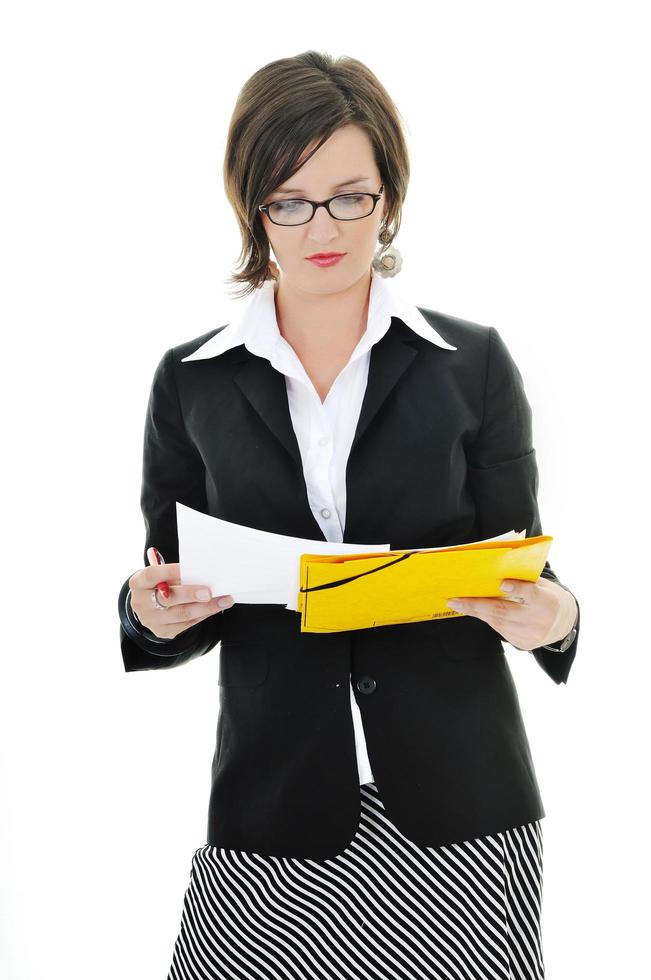 business woman hold papers and folder photo