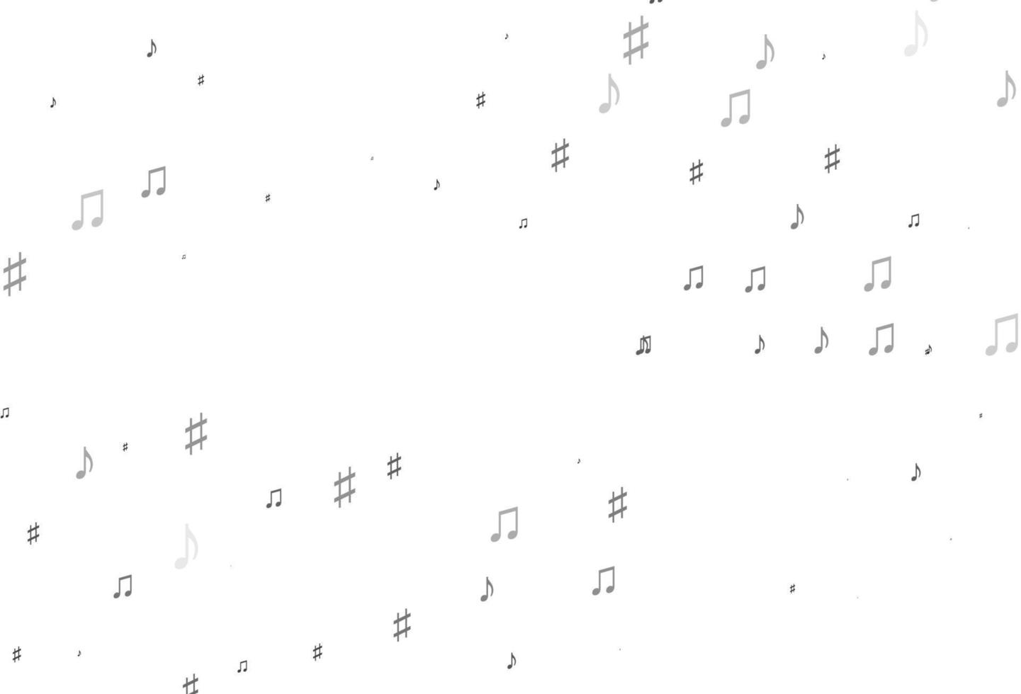 textura de vector gris plateado claro con notas musicales.