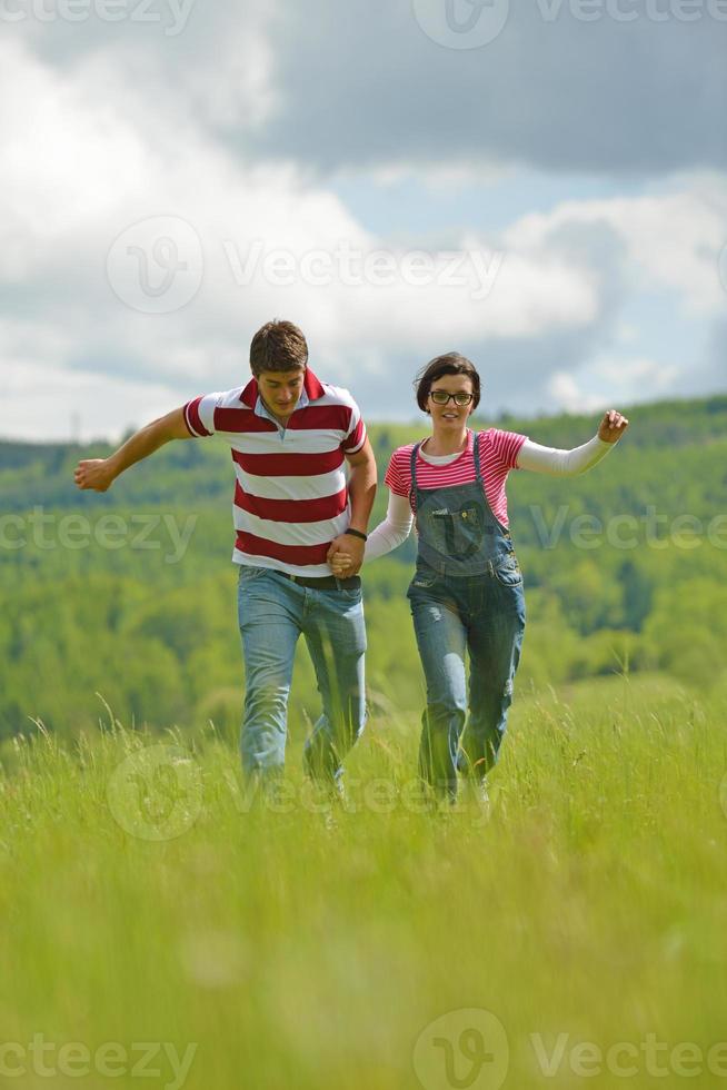 romantic young couple in love together outdoor photo