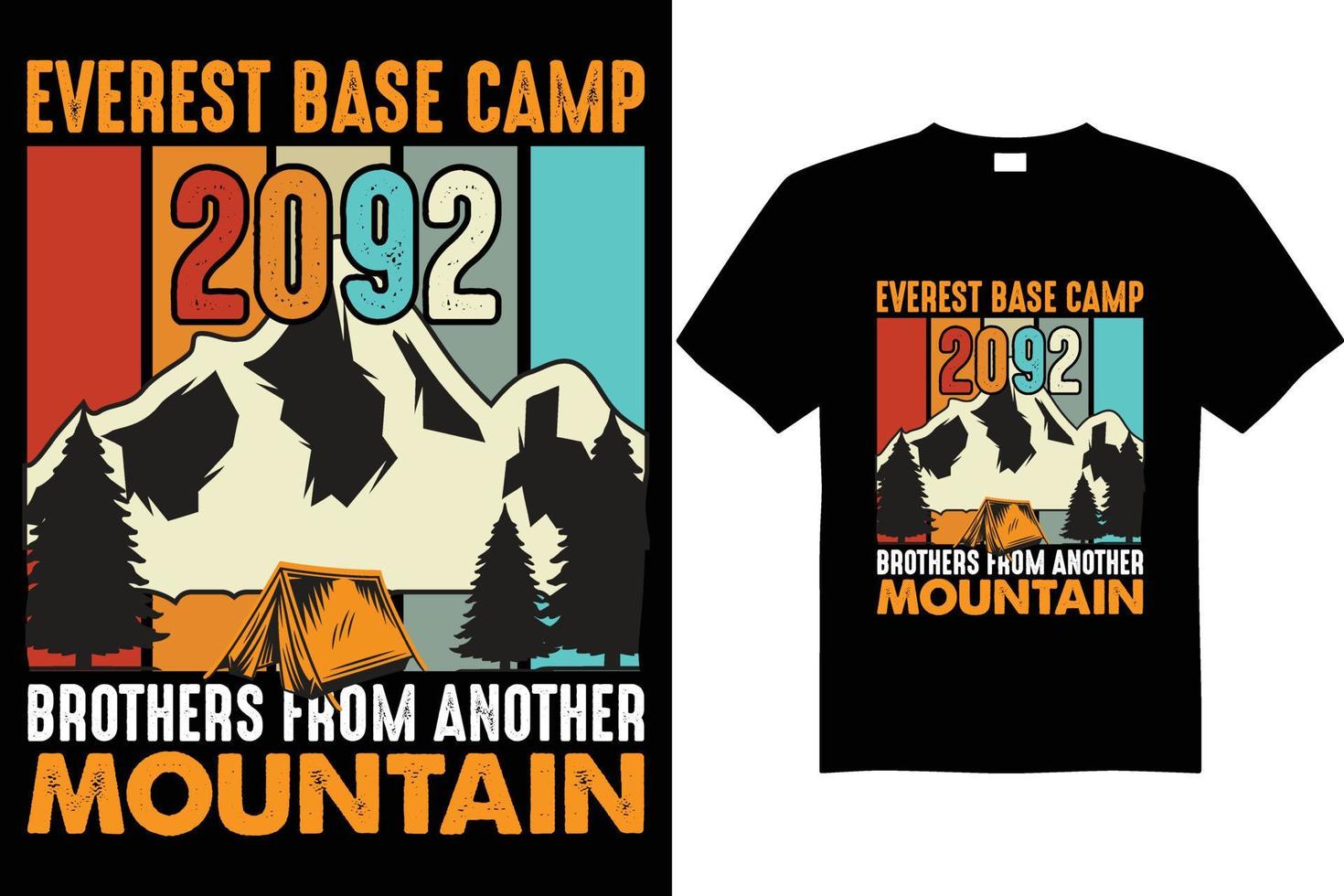 diseño de camiseta del campamento base de montaña 2092 vector