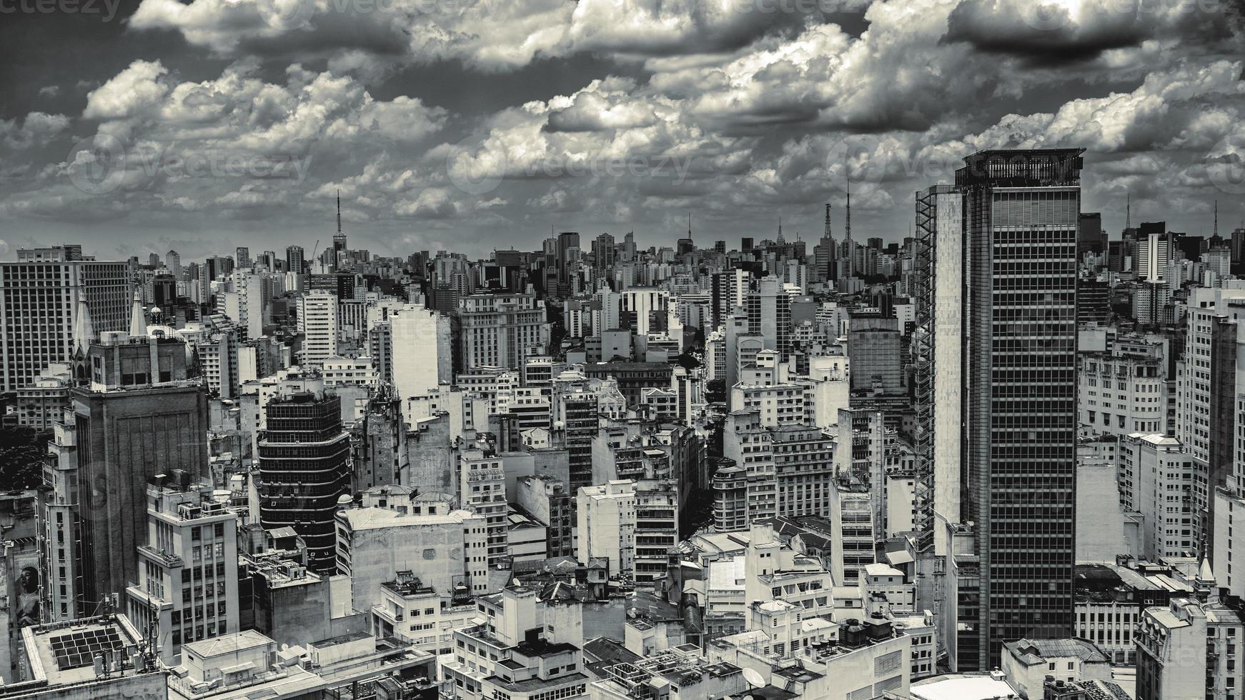 Skyline of Sao Paulo Brazil, taken from the Farol Satander building. photo