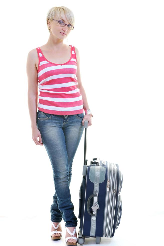 woman with travel bag photo