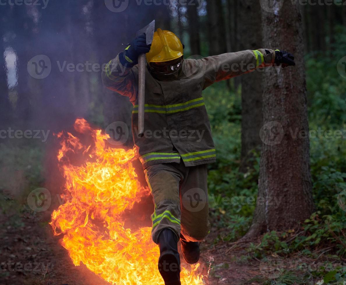 Firefighter in action photo