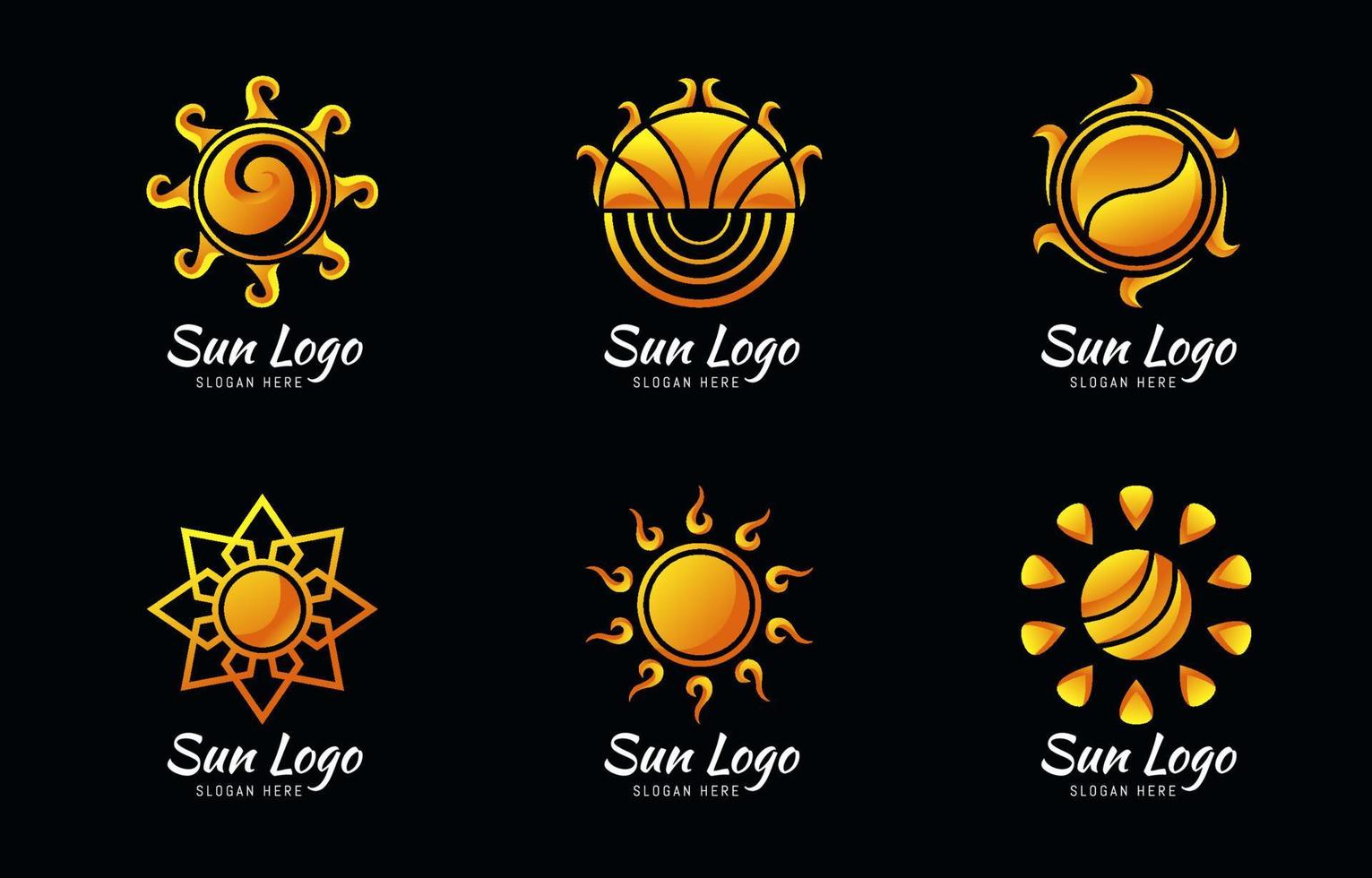 plantilla de conjunto de logotipo de sol vector
