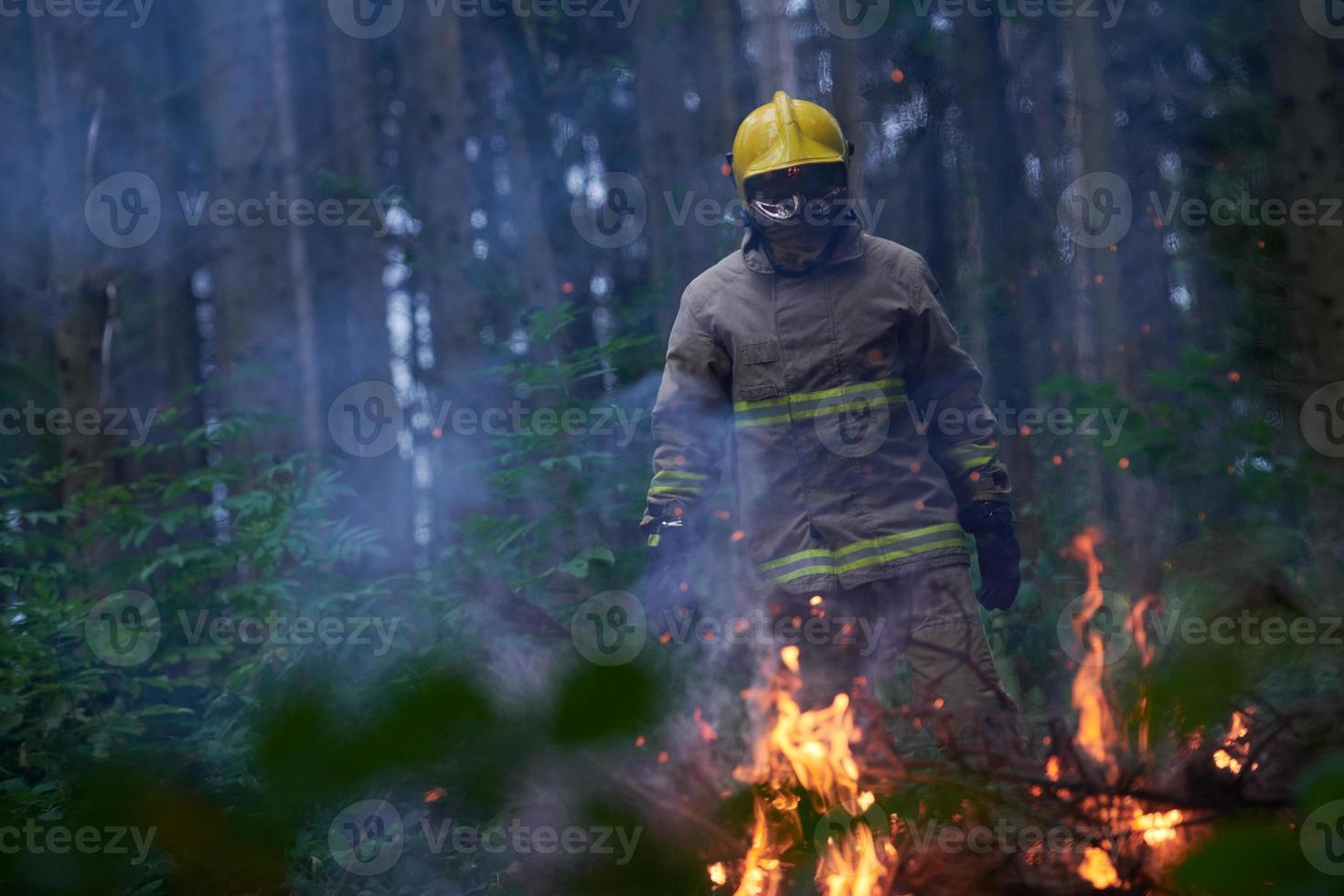 Firefighter in action photo