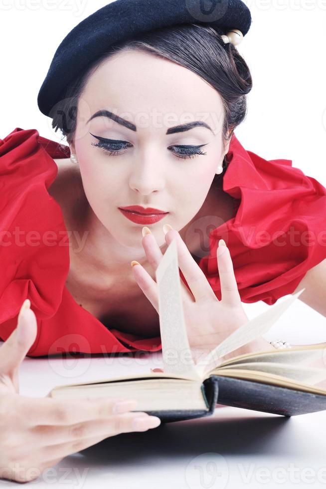beautiful young woman read book photo