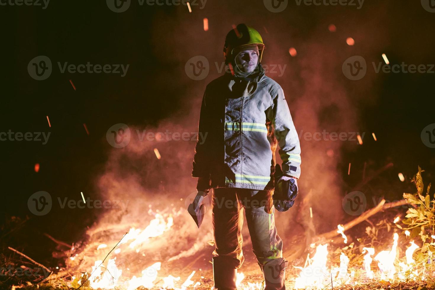Firefighter in action photo