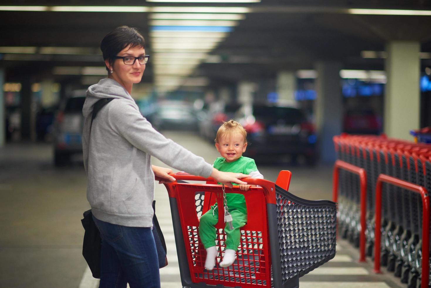 mother with baby in shopping photo