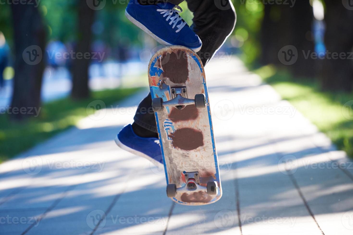 Skateboard jump view photo