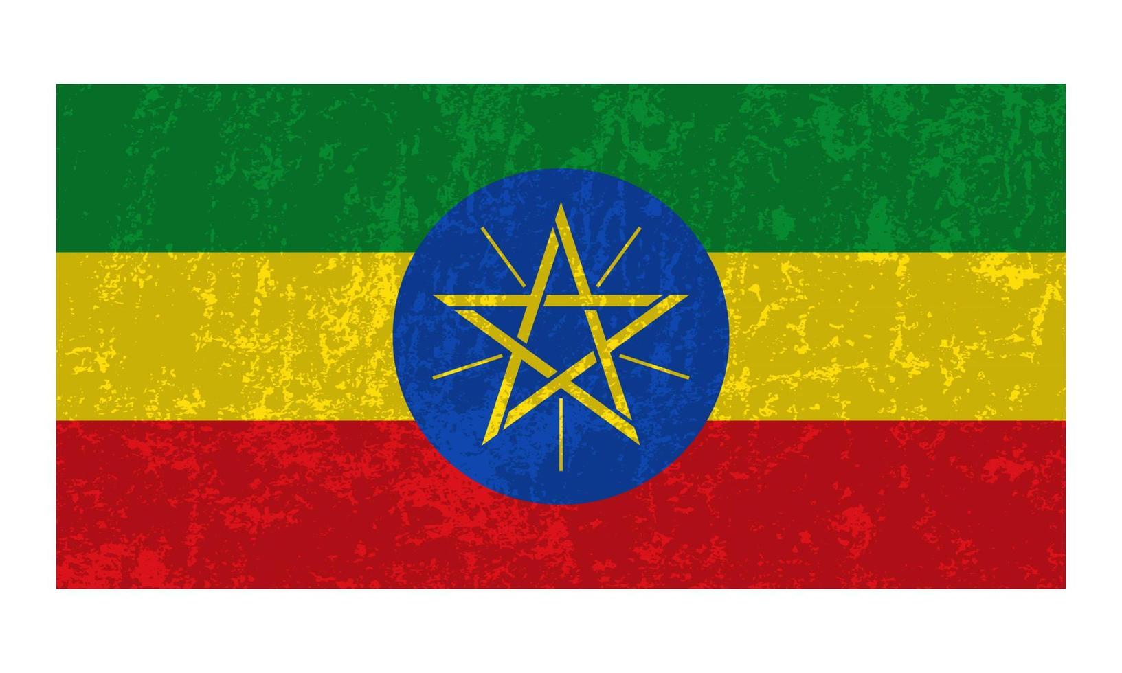 Ethiopia grunge flag, official colors and proportion. Vector illustration.