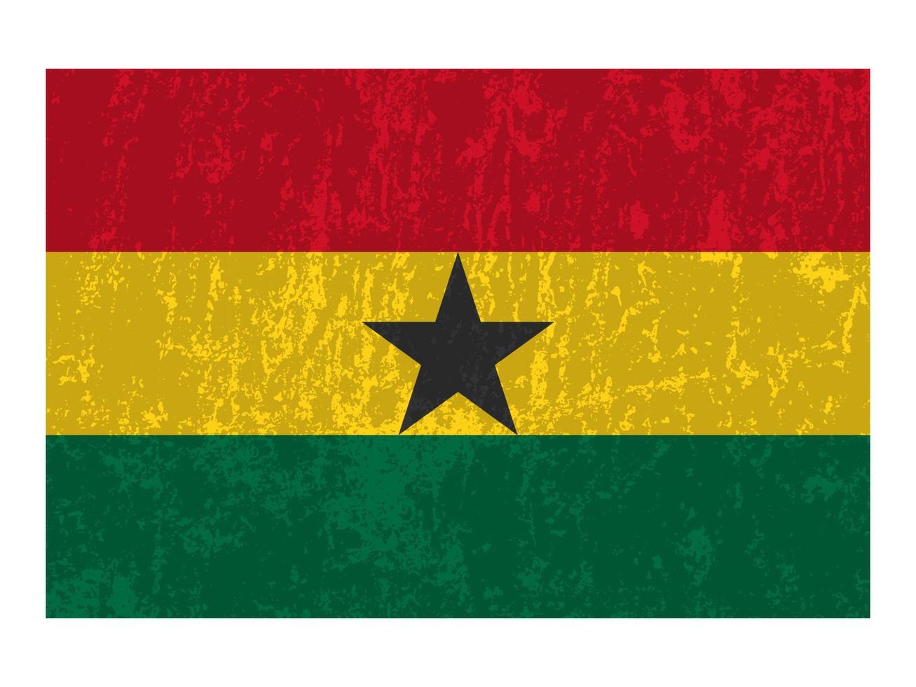 Ghana grunge flag, official colors and proportion. Vector illustration.