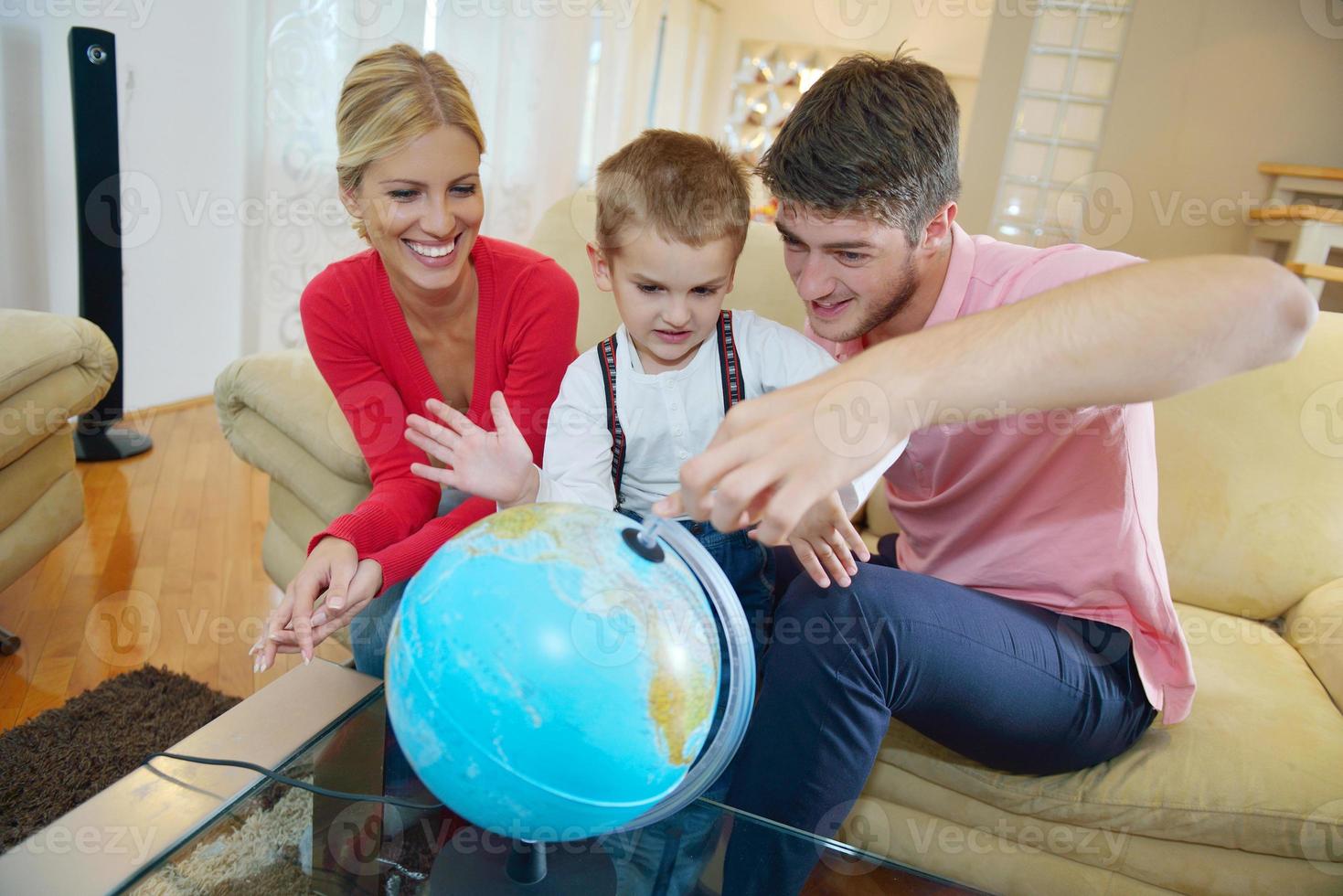 family have fun with globe photo