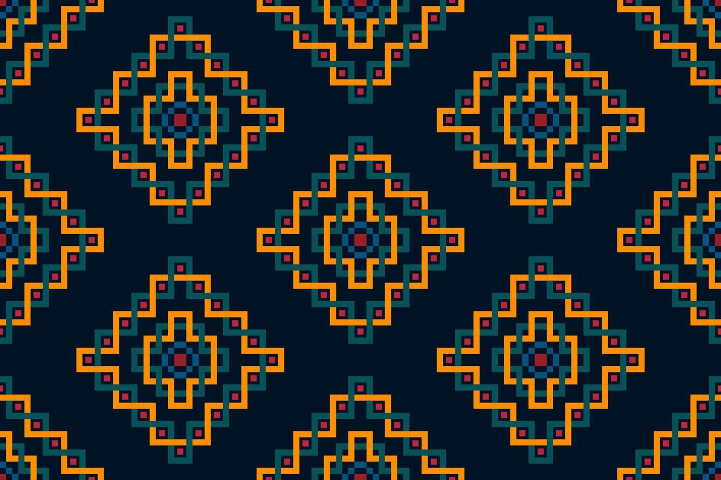 Ikat ethnic seamless pattern decoration design. Aztec fabric carpet boho mandalas textile decor wallpaper. Tribal native motif flower decorative traditional embroidery vector illustrated background