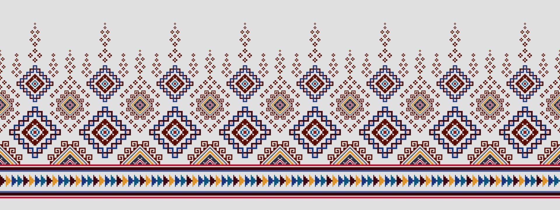 Ikat ethnic seamless pattern decoration design. Aztec fabric carpet boho mandalas textile decor wallpaper. Tribal native motif flower decorative traditional embroidery vector illustrated background