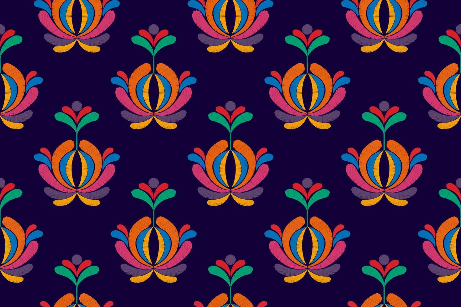 Ikat ethnic seamless pattern decoration design. Aztec fabric carpet boho mandalas textile decor wallpaper. Tribal native motif flower decorative traditional embroidery vector illustrated background
