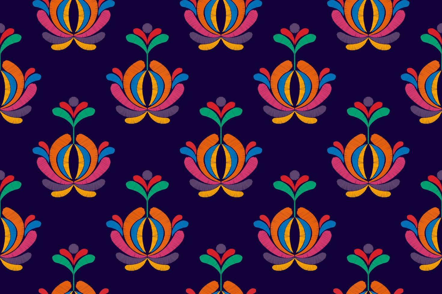 diseño de decoración de patrones sin fisuras étnicos ikat. alfombra de tela azteca boho mandalas decoración textil papel tapiz. tribal nativo motivo flor decorativo tradicional bordado vector ilustrado fondo