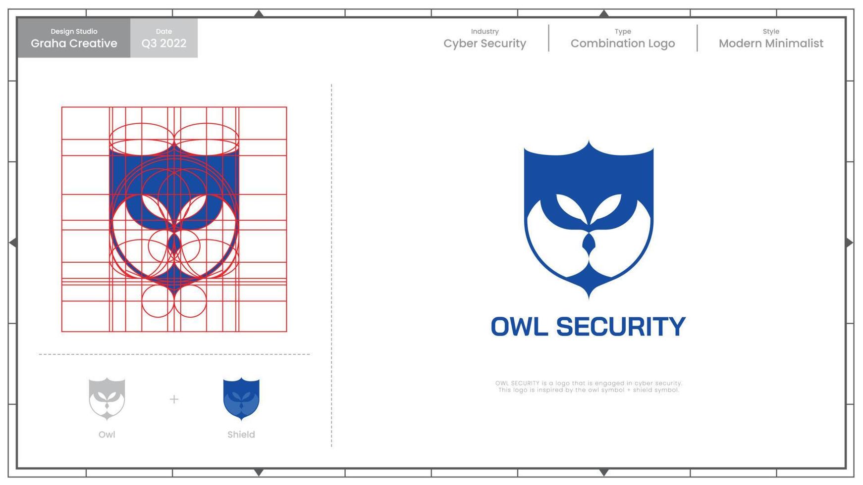 OWL SECURITY - LOGO. A logo that is engaged in cyber security. This logo is inspired by the owl symbol and shield symbol. vector