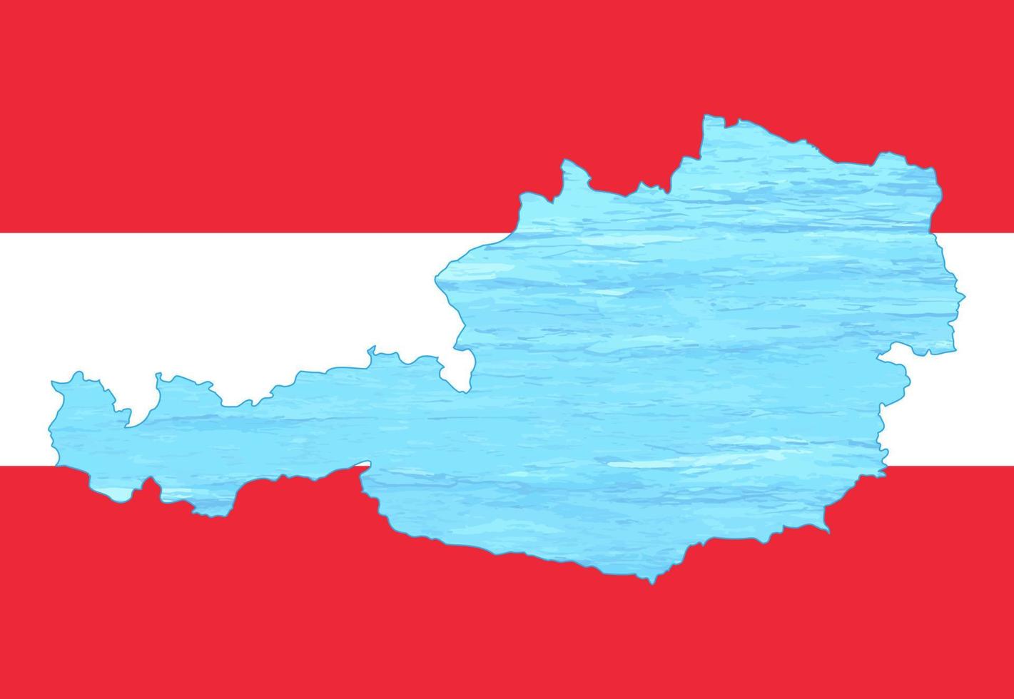 Outline map of Austria inscribed in the national flag. Ice inside the map. Vector illustration. Energy crisis.