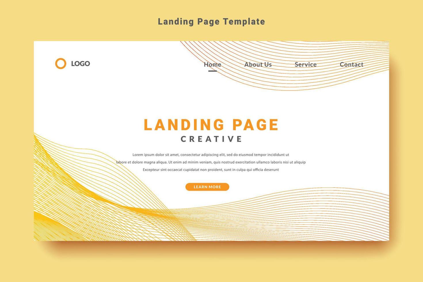 modern landing page template design, future abstract wave style, background vector