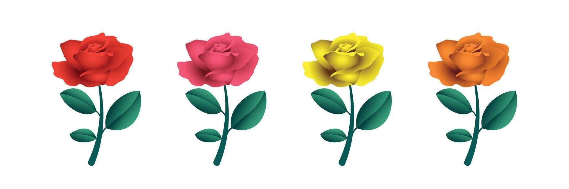 colorful rose flower ornament collection design vector graphic