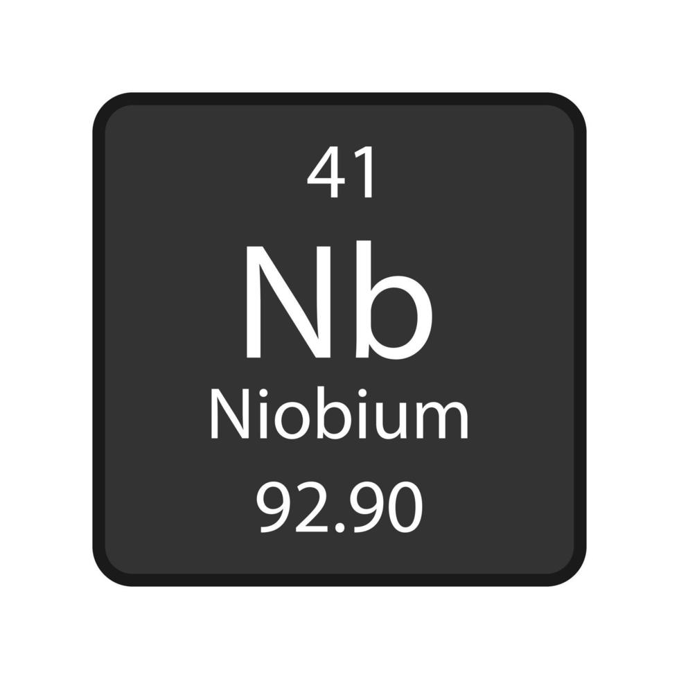 Niobium symbol. Chemical element of the periodic table. Vector illustration.