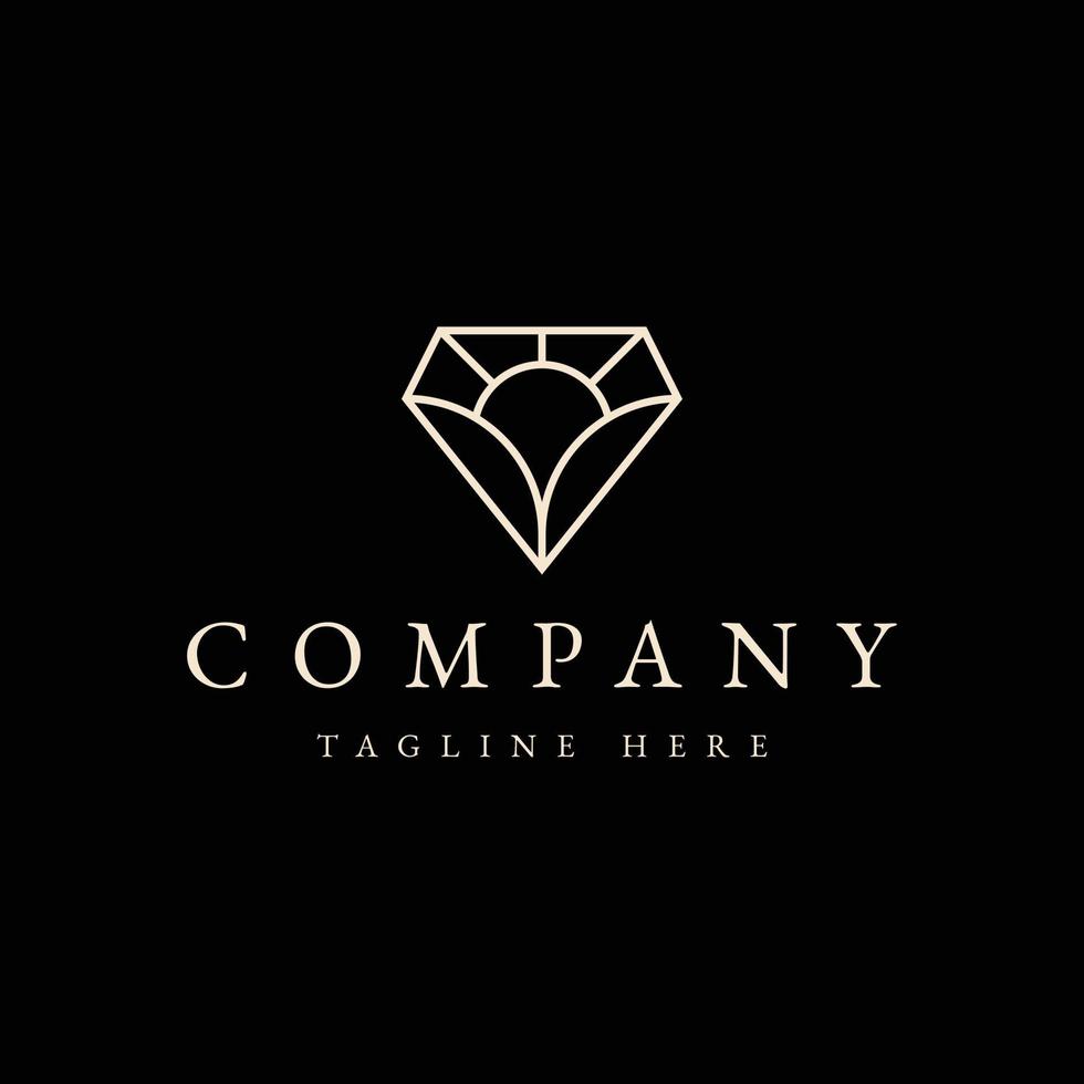 luxury diamond line art geometry logo design vector