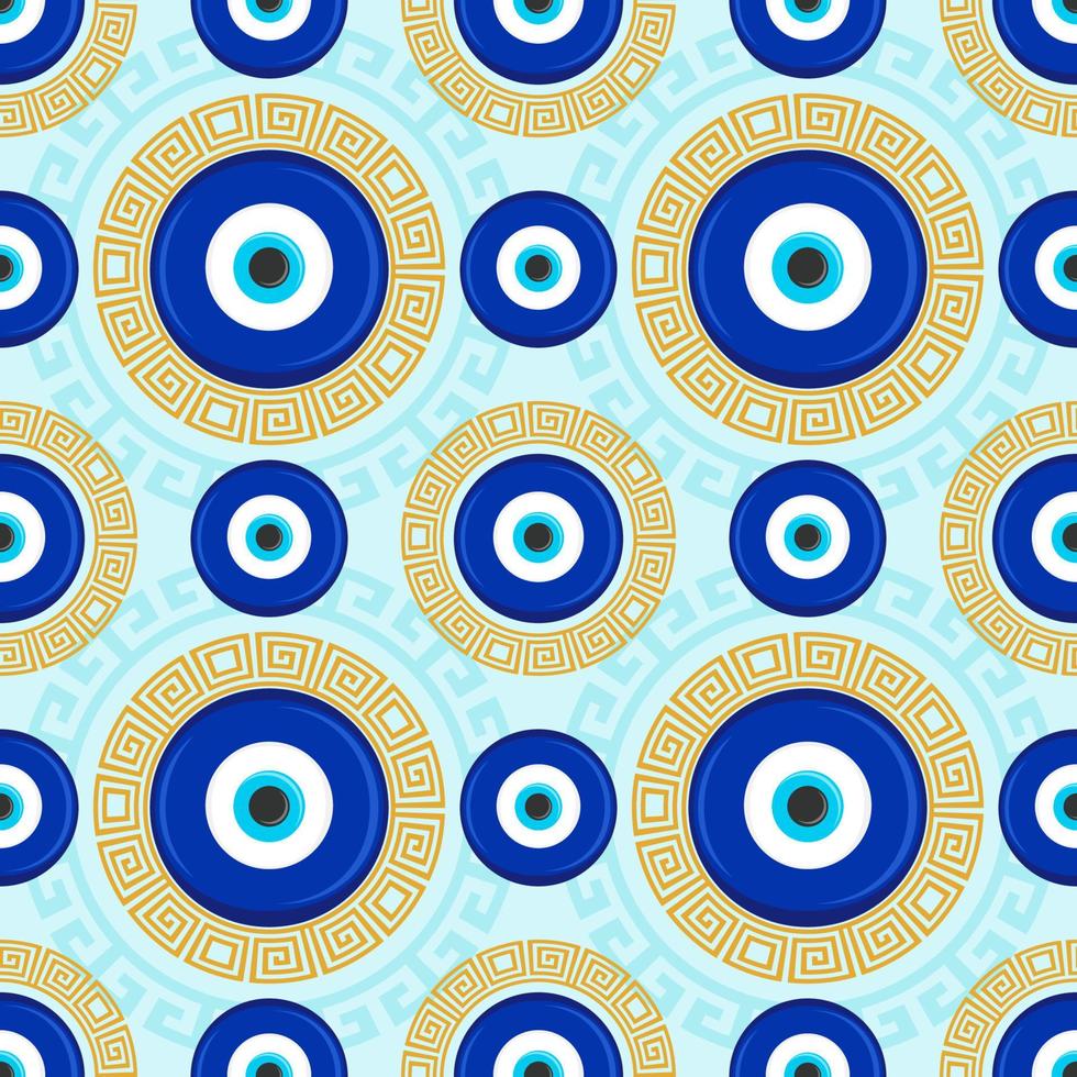 patrón étnico del mal de ojo. amuleto azul griego místico. impresión tradicional turca. símbolo de protección. fondo transparente de vector. vector