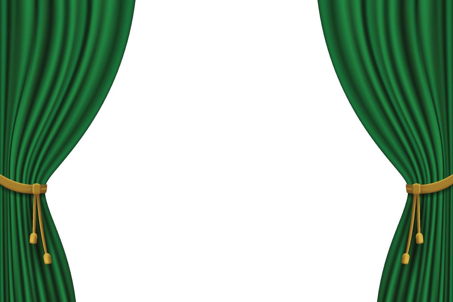realistic curtain frame template green color vector graphic